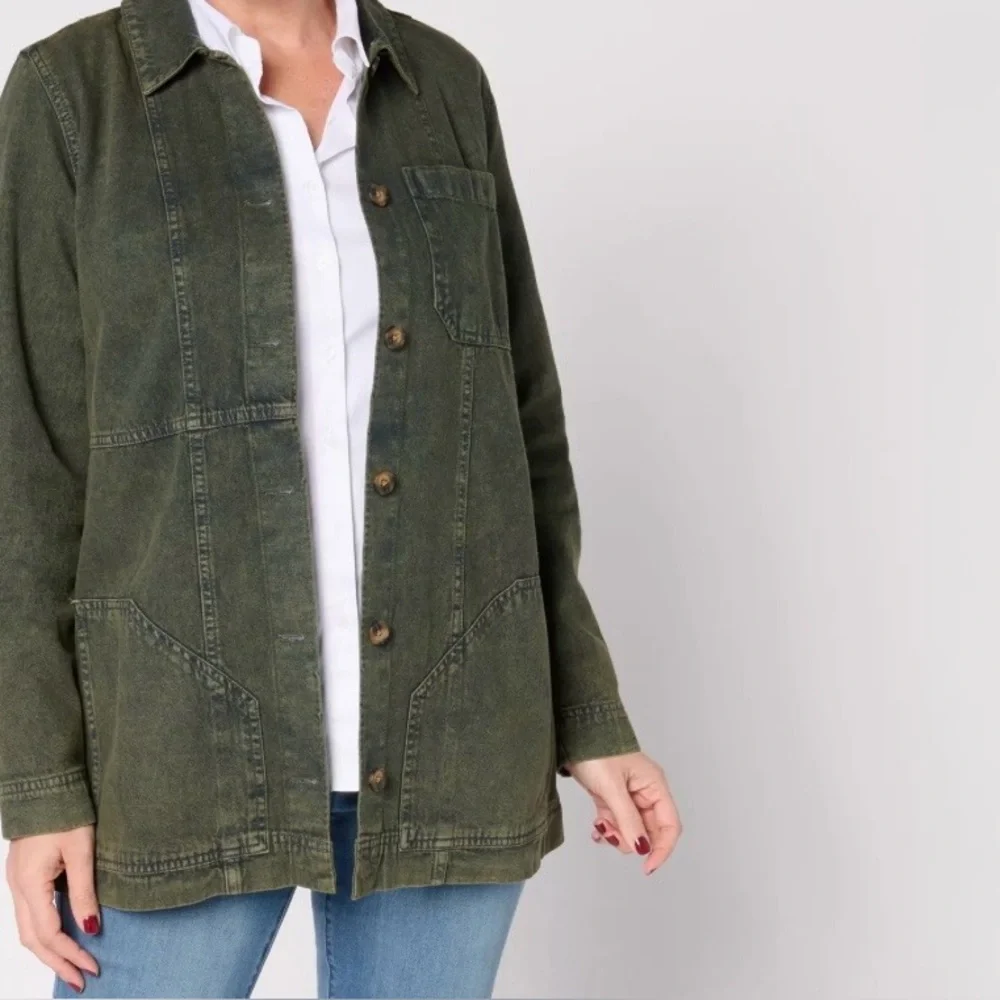 Joan Rivers Denim Shirt Jacket with Seaming Details (Size XS) - Picture 9 of 9